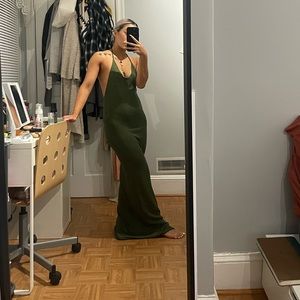 Green knitted local European dress